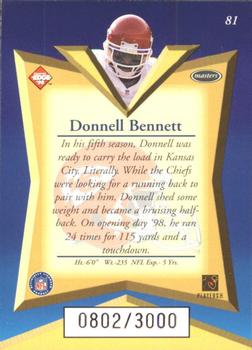 1998 Collector's Edge Masters - 50-Point #81 Donnell Bennett Back