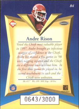 1998 Collector's Edge Masters - 50-Point #84 Andre Rison Back