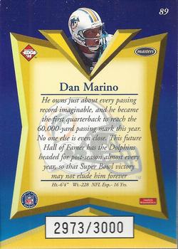 1998 Collector's Edge Masters - 50-Point #89 Dan Marino Back