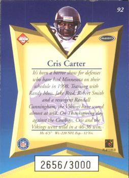 1998 Collector's Edge Masters - 50-Point #92 Cris Carter Back