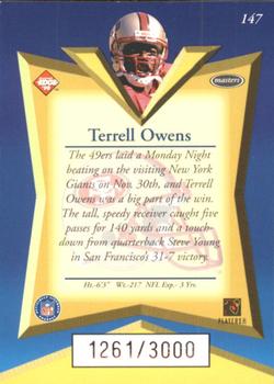1998 Collector's Edge Masters - 50-Point #147 Terrell Owens Back