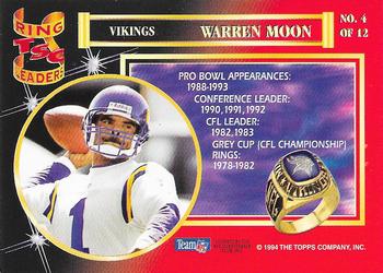 1994 Stadium Club - Ring Leaders #4 Warren Moon Back