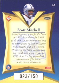 1998 Collector's Edge Masters - 50-Point Gold #61 Scott Mitchell Back