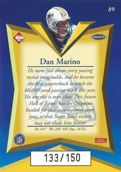 1998 Collector's Edge Masters - 50-Point Gold #89 Dan Marino Back
