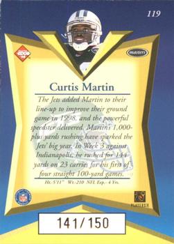 1998 Collector's Edge Masters - 50-Point Gold #119 Curtis Martin Back