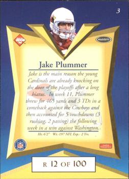 1998 Collector's Edge Masters - Gold Redemption SN100 #3 Jake Plummer Back