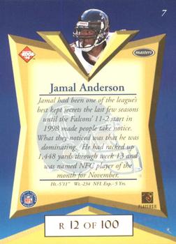 1998 Collector's Edge Masters - Gold Redemption SN100 #7 Jamal Anderson Back