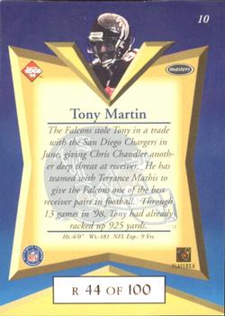 1998 Collector's Edge Masters - Gold Redemption SN100 #10 Tony Martin Back
