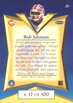 1998 Collector's Edge Masters - Gold Redemption SN100 #20 Rob Johnson Back