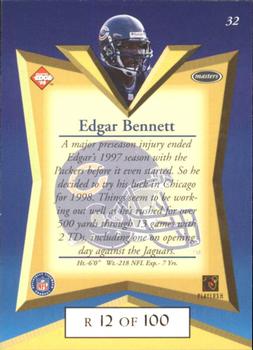 1998 Collector's Edge Masters - Gold Redemption SN100 #32 Edgar Bennett Back
