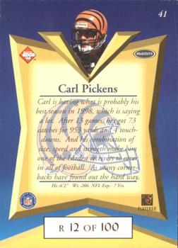 1998 Collector's Edge Masters - Gold Redemption SN100 #41 Carl Pickens Back