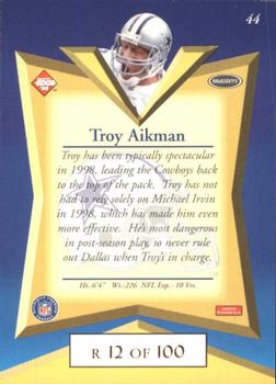1998 Collector's Edge Masters - Gold Redemption SN100 #44 Troy Aikman Back