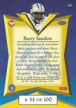 1998 Collector's Edge Masters - Gold Redemption SN100 #64 Barry Sanders Back