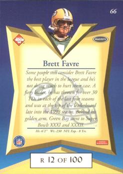 1998 Collector's Edge Masters - Gold Redemption SN100 #66 Brett Favre Back