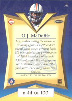 1998 Collector's Edge Masters - Gold Redemption SN100 #90 O.J. McDuffie Back