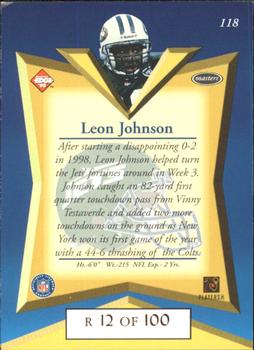 1998 Collector's Edge Masters - Gold Redemption SN100 #118 Leon Johnson Back