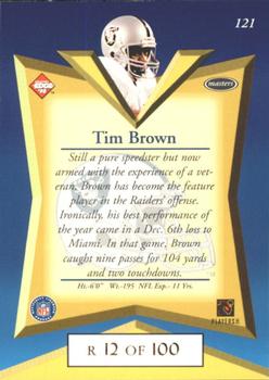 1998 Collector's Edge Masters - Gold Redemption SN100 #121 Tim Brown Back