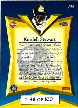 1998 Collector's Edge Masters - Gold Redemption SN100 #134 Kordell Stewart Back