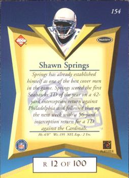 1998 Collector's Edge Masters - Gold Redemption SN100 #154 Shawn Springs Back