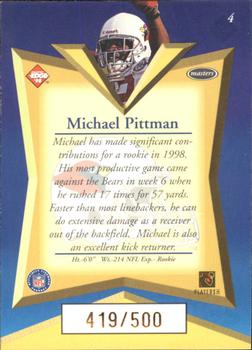 1998 Collector's Edge Masters - Gold Redemption SN500 #4 Michael Pittman Back