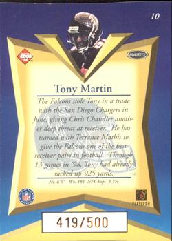 1998 Collector's Edge Masters - Gold Redemption SN500 #10 Tony Martin Back