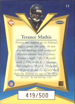 1998 Collector's Edge Masters - Gold Redemption SN500 #11 Terance Mathis Back