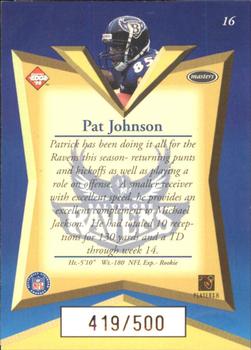 1998 Collector's Edge Masters - Gold Redemption SN500 #16 Pat Johnson Back