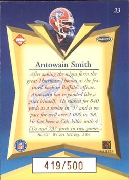 1998 Collector's Edge Masters - Gold Redemption SN500 #23 Antowain Smith Back