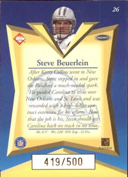 1998 Collector's Edge Masters - Gold Redemption SN500 #26 Steve Beuerlein Back