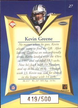 1998 Collector's Edge Masters - Gold Redemption SN500 #27 Kevin Greene Back