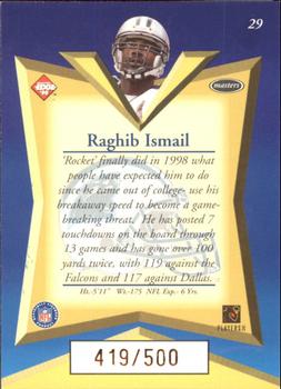 1998 Collector's Edge Masters - Gold Redemption SN500 #29 Raghib Ismail Back