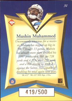 1998 Collector's Edge Masters - Gold Redemption SN500 #31 Muhsin Muhammad Back