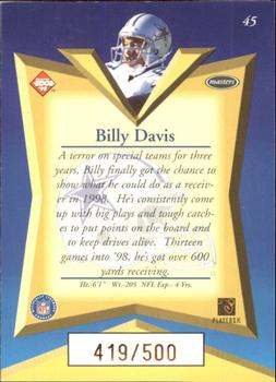 1998 Collector's Edge Masters - Gold Redemption SN500 #45 Billy Davis Back