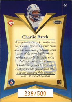 1998 Collector's Edge Masters - Gold Redemption SN500 #59 Charlie Batch Back