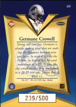 1998 Collector's Edge Masters - Gold Redemption SN500 #60 Germane Crowell Back
