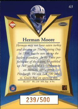 1998 Collector's Edge Masters - Gold Redemption SN500 #63 Herman Moore Back