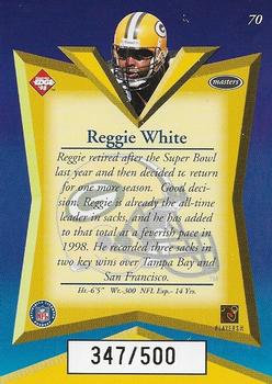 1998 Collector's Edge Masters - Gold Redemption SN500 #70 Reggie White Back