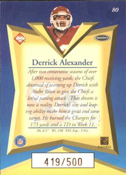 1998 Collector's Edge Masters - Gold Redemption SN500 #80 Derrick Alexander Back