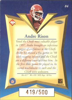 1998 Collector's Edge Masters - Gold Redemption SN500 #84 Andre Rison Back