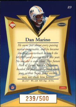 1998 Collector's Edge Masters - Gold Redemption SN500 #89 Dan Marino Back