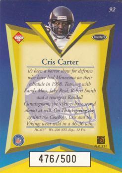 1998 Collector's Edge Masters - Gold Redemption SN500 #92 Cris Carter Back