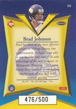1998 Collector's Edge Masters - Gold Redemption SN500 #94 Brad Johnson Back