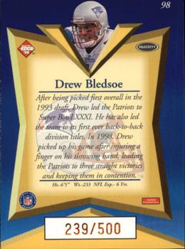 1998 Collector's Edge Masters - Gold Redemption SN500 #98 Drew Bledsoe Back