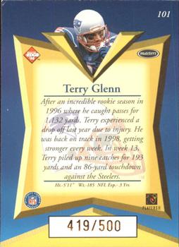 1998 Collector's Edge Masters - Gold Redemption SN500 #101 Terry Glenn Back