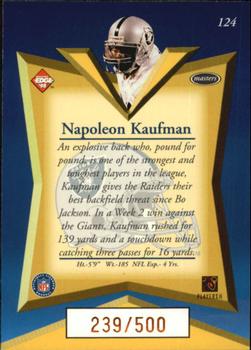 1998 Collector's Edge Masters - Gold Redemption SN500 #124 Napoleon Kaufman Back
