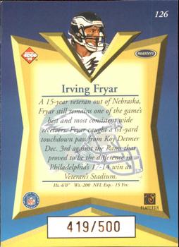1998 Collector's Edge Masters - Gold Redemption SN500 #126 Irving Fryar Back