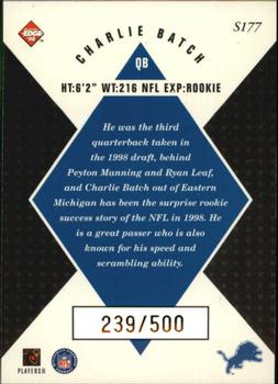 1998 Collector's Edge Masters - Gold Redemption SN500 #S177 Charlie Batch Back