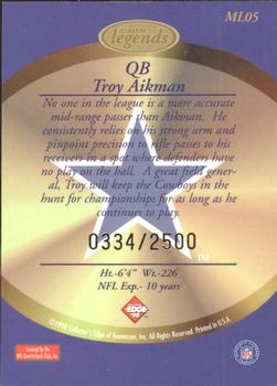 1998 Collector's Edge Masters - Legends #ML05 Troy Aikman Back