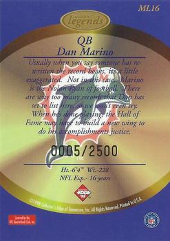 1998 Collector's Edge Masters - Legends #ML16 Dan Marino Back