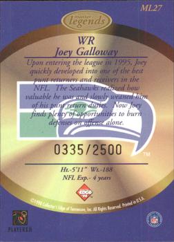 1998 Collector's Edge Masters - Legends #ML27 Joey Galloway Back